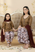 Brown puffed sleeved with farshi shalwar (0-3 months to 2-3 years)