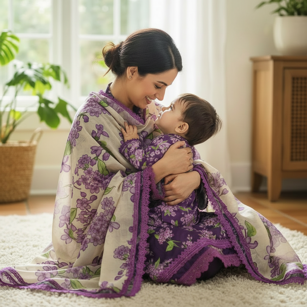 Dark purple silk mother daughter (0 months-adult XXXL)