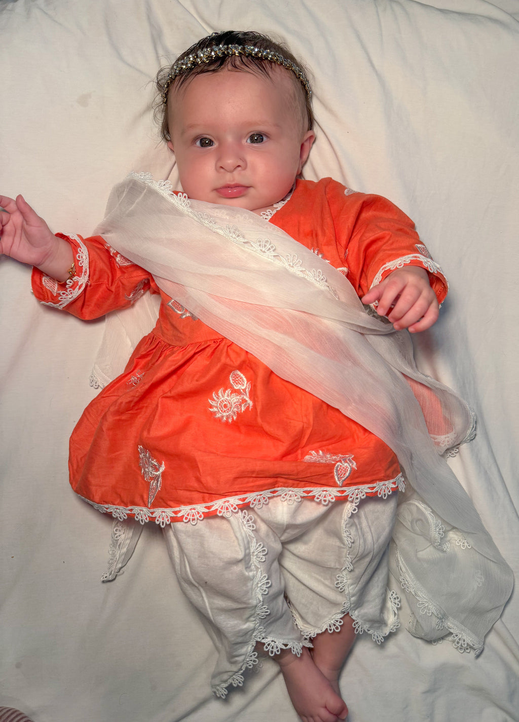 Frock with tulip (0-2 years) and straight kameez with tulip (Adult XS - XXL)