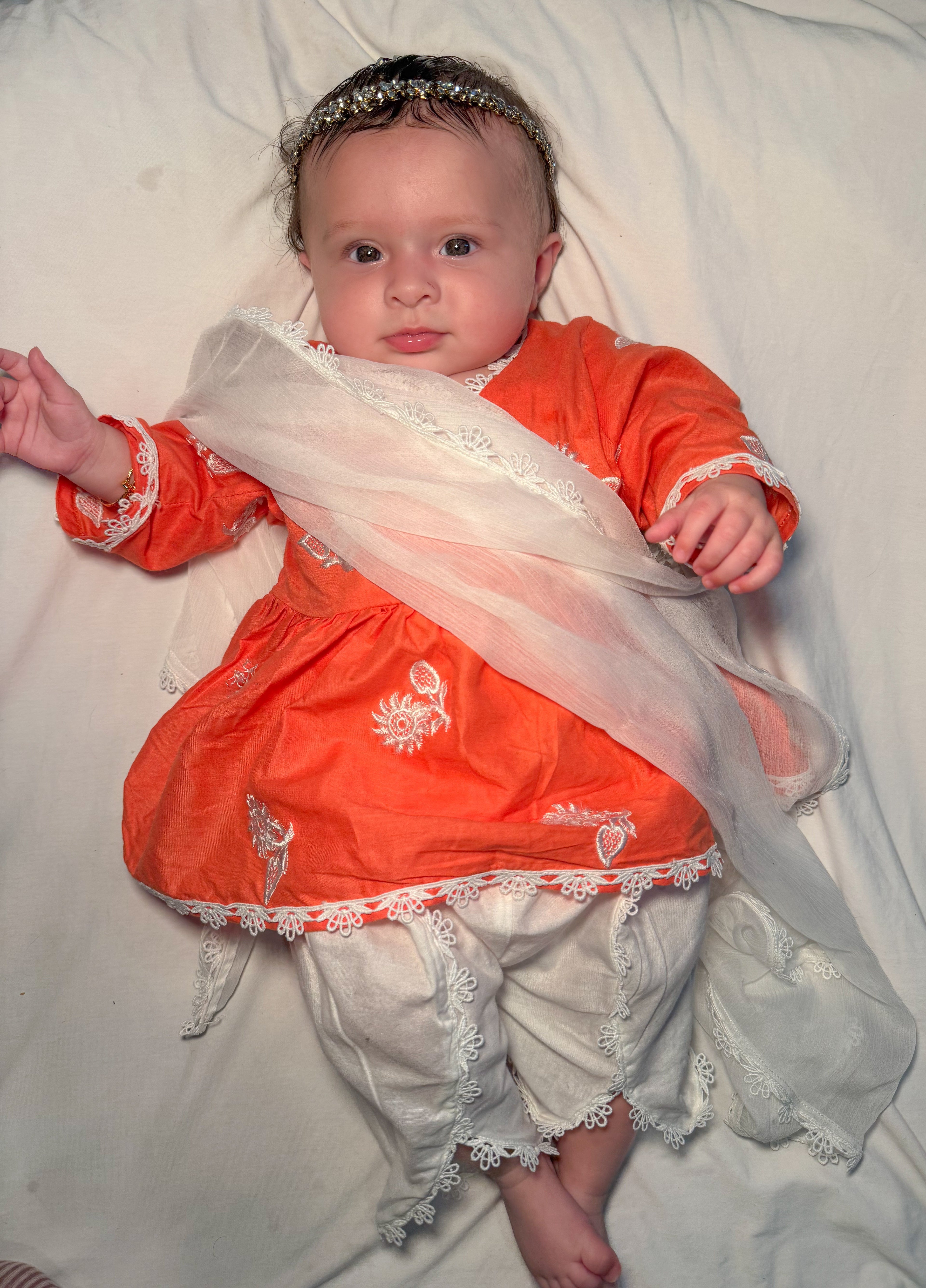 Frock with tulip (0-2 years) and straight kameez with tulip (Adult XS - XXL)