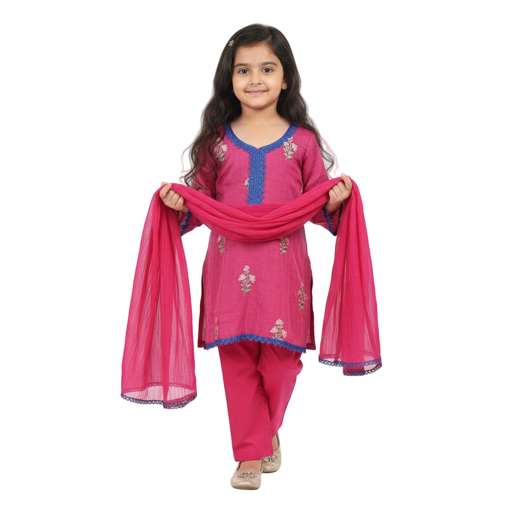 Hot pink with trousers 0-3 months to 15-16 years)