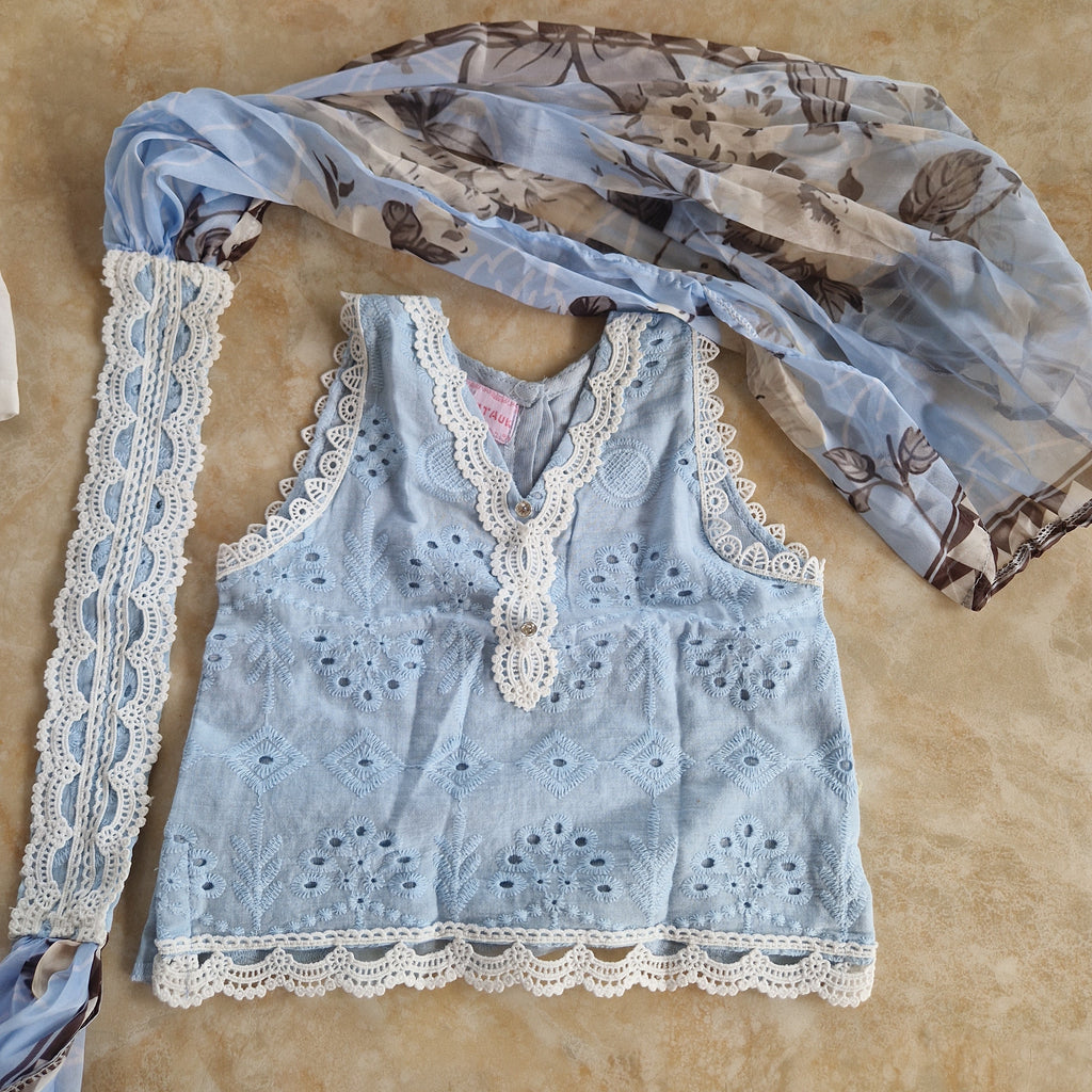 🩵Shaila Powder blue gharara(0-3 months to Adult XXL)