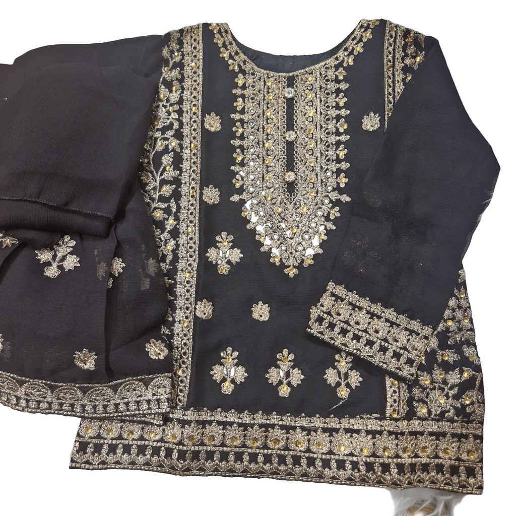 Black embroidered gharara (3months to 4 years)