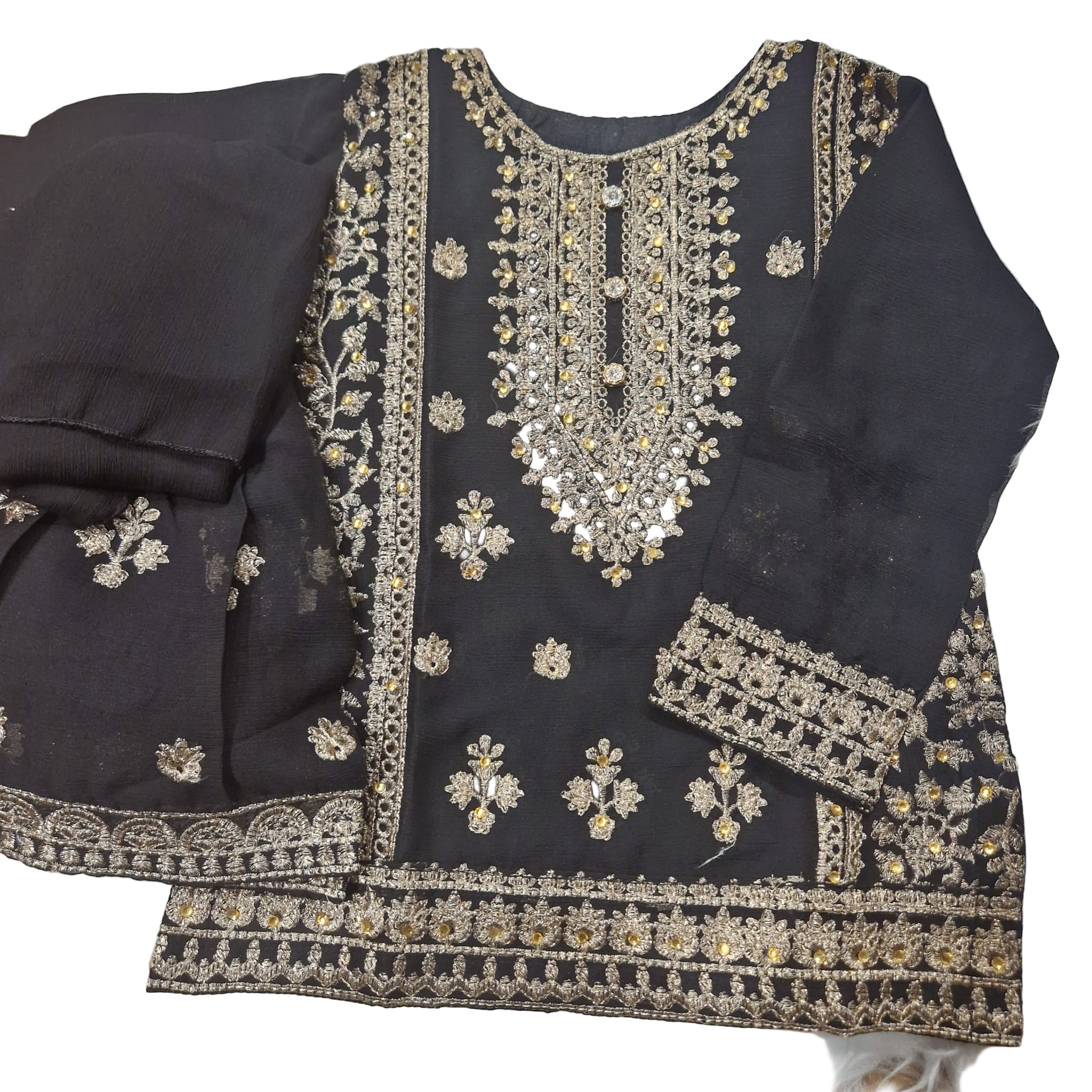 Black embroidered gharara (3months to 4 years)