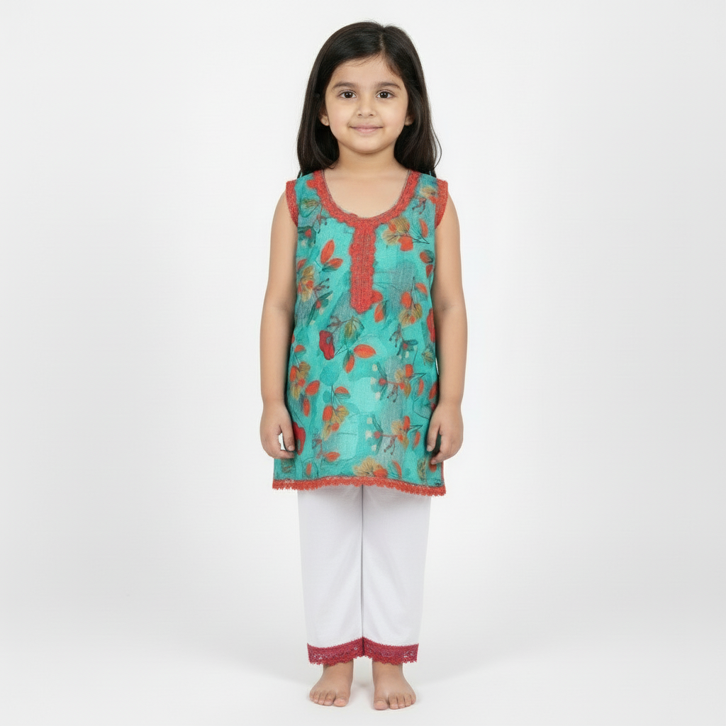 Green/red lawn cotton (newborn to 3 years)