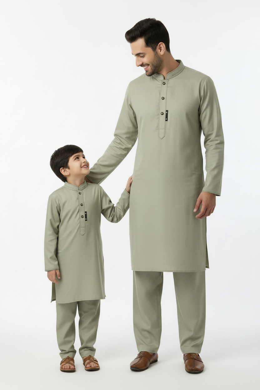 Light green grey boys/men shalwar kameez (0-3 months to adult xxl)