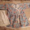 Blue floral chicken frock- 3 piece (3-6 months,  6-9 months and 1-2 years)