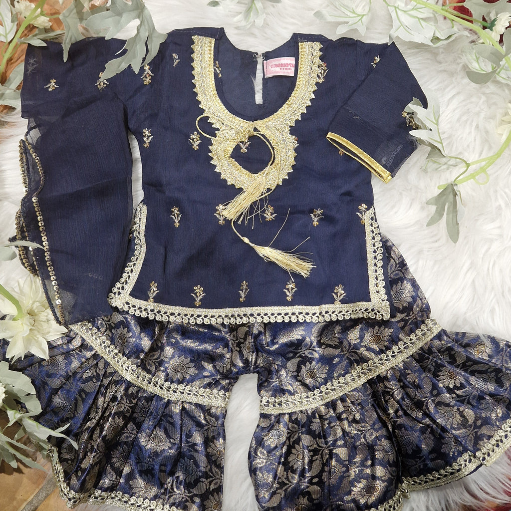 Navy gharara(0-3 months -4 years)