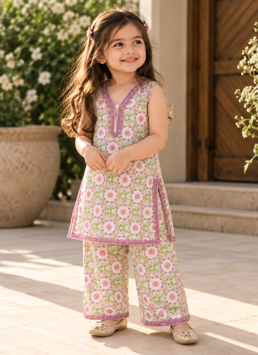 Lilac multi cotton 2 piece (3-6 months to 3-4 years)