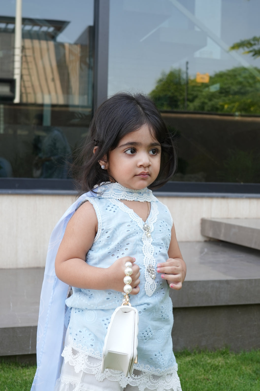 🩵Shaila Powder blue gharara(0-3 months to Adult XXL)