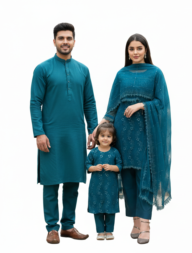 Mother daughter-Teal sequinned (0-3 months to 2-3 years)(mum xs to xl)