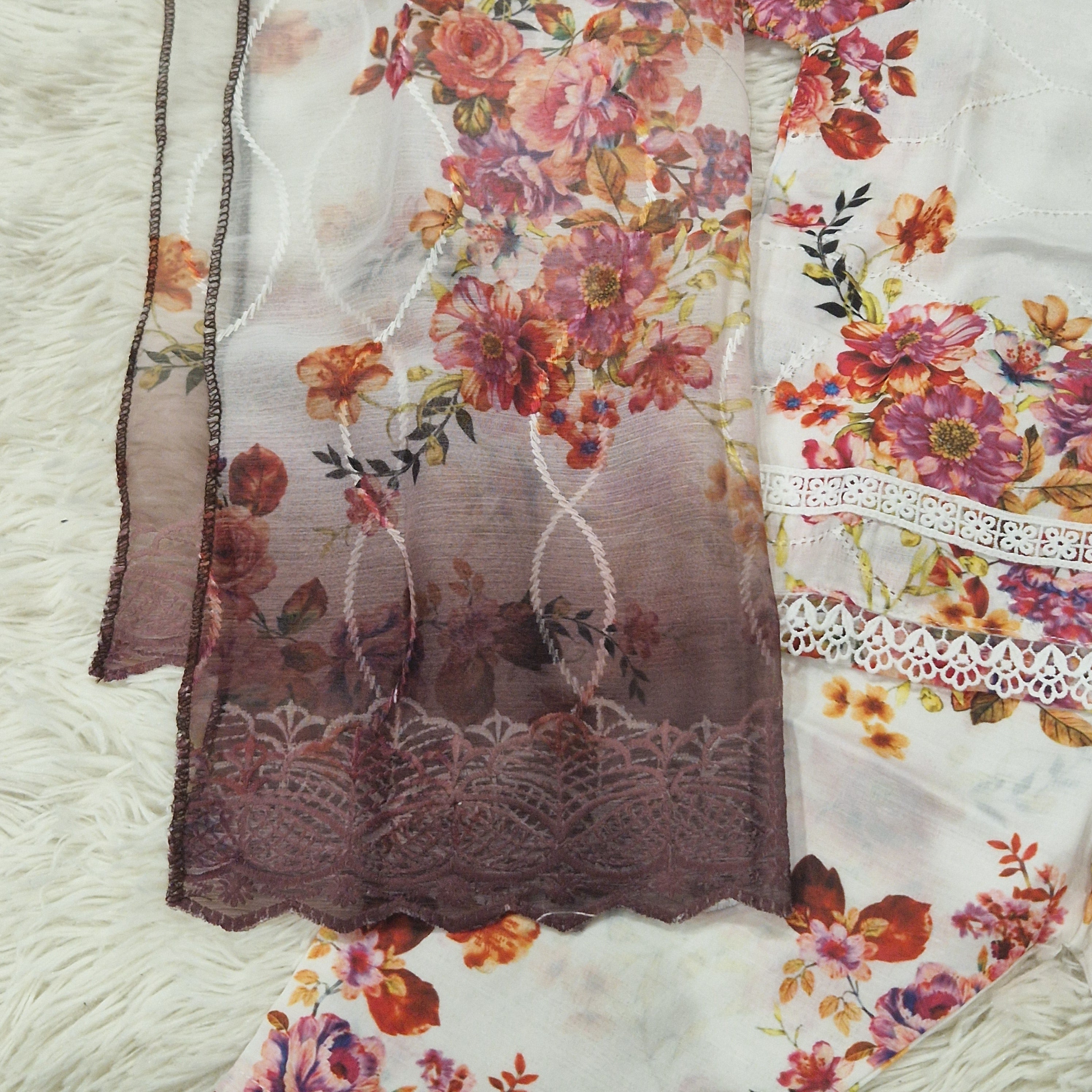 Mother daughter- Pink and burgundy floral chiken (0-XXL)