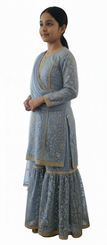 5-6 years 3 piece blue/grey gharara