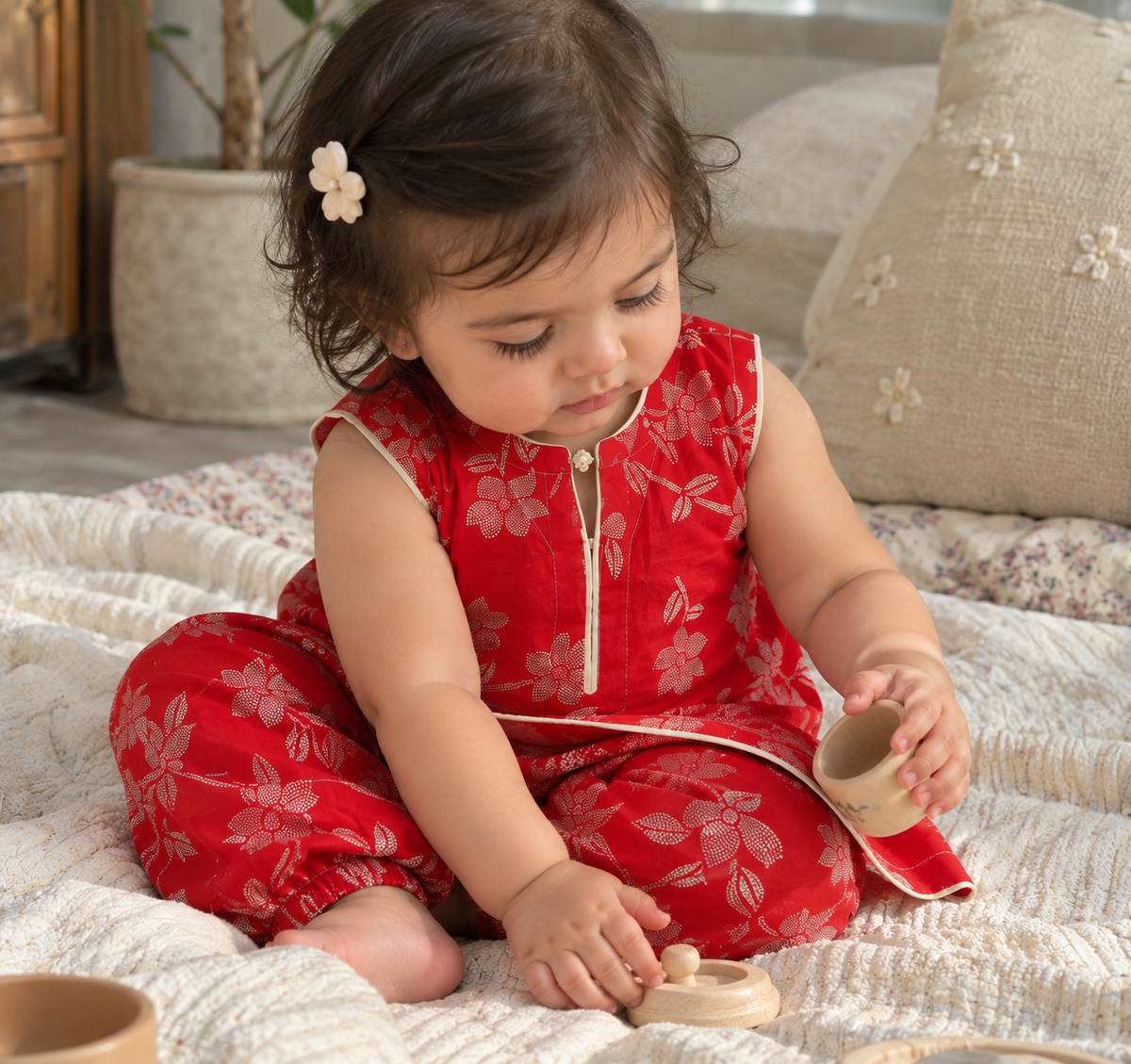 Red cotton 2 piece (3-6 months to 3-4 years)