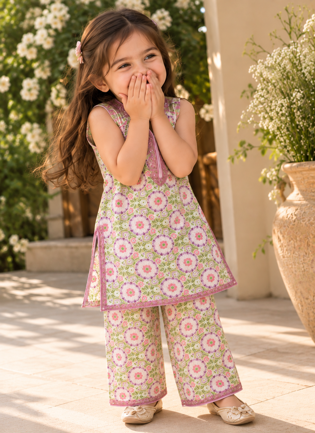 Lilac multi cotton 2 piece (3-6 months to 3-4 years)