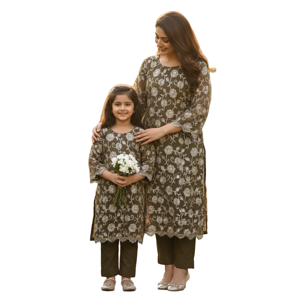 Mehndi sequinned/embroidered (9-12 months to 4-5 years and Adult XS to XL)