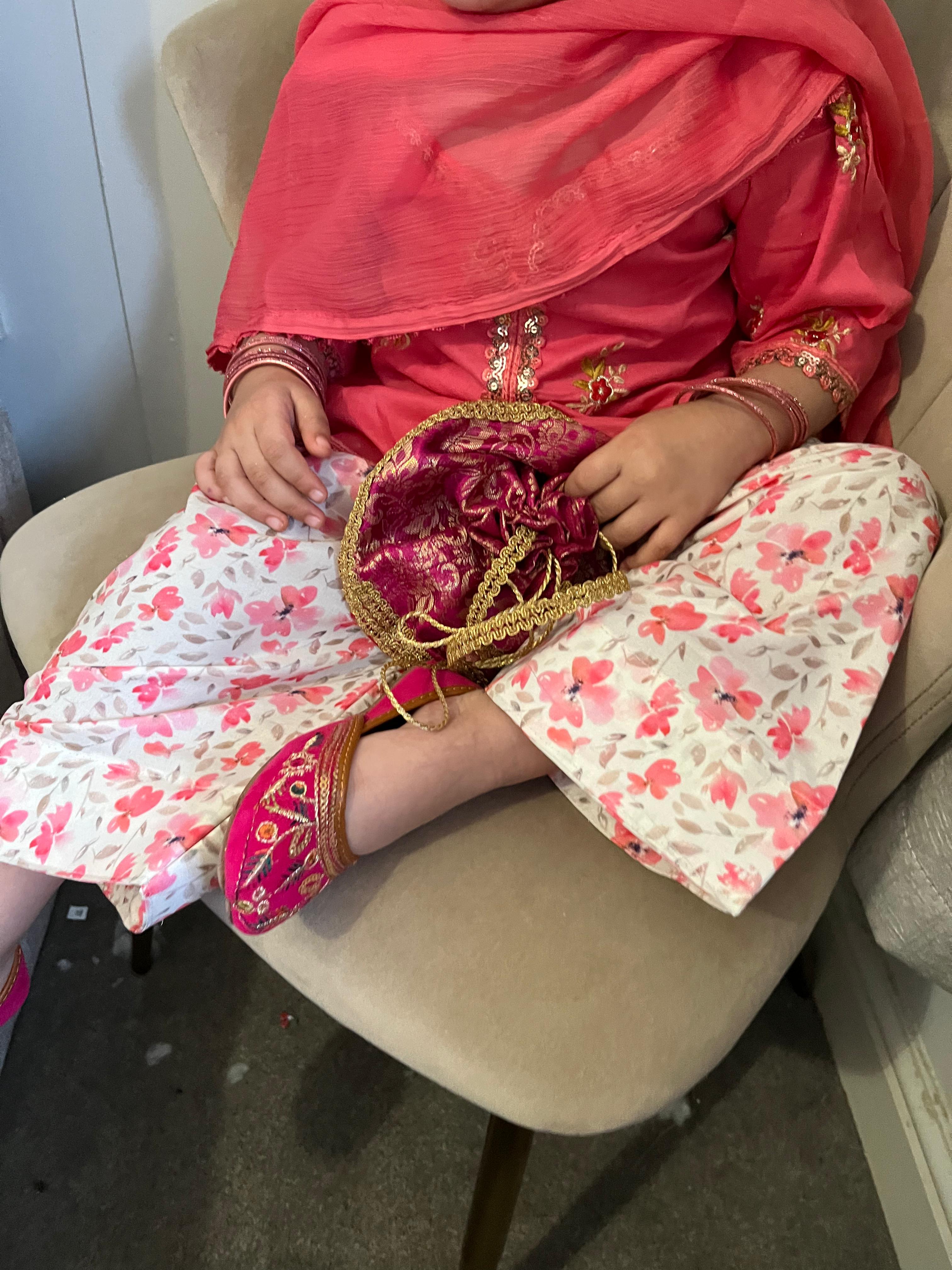 Pink puffed sleeved with farshi shalwar (0-3 months to 2-3 years)