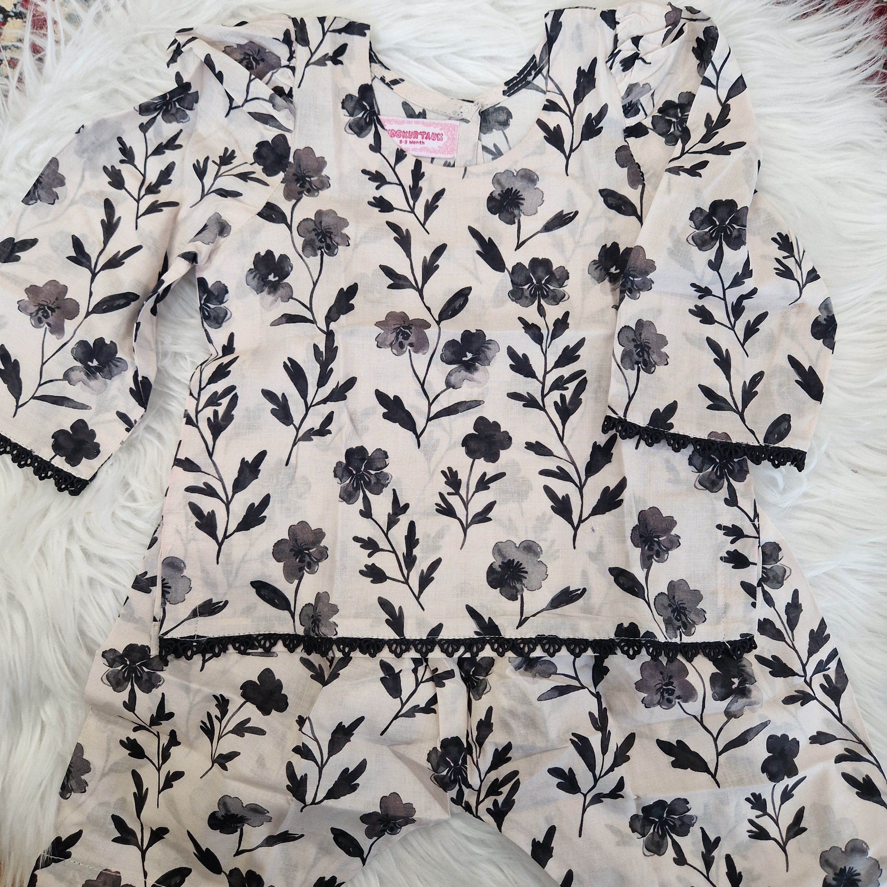 Black floral co ord (0-XL) mother daughter