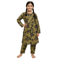 Cotton 2-piece (7 and 8 and medium adult) khaki floral