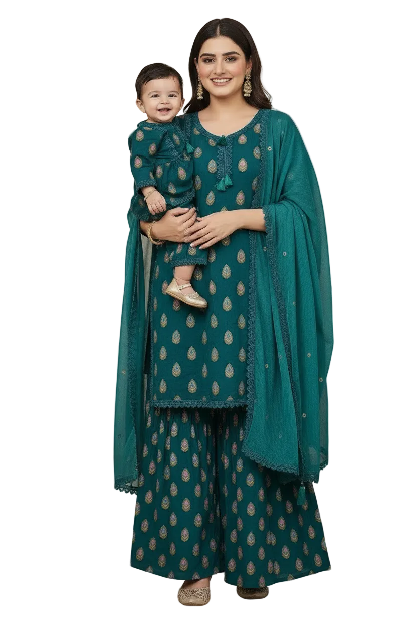 Emerald co ord gharara (0 months-adult XXXL)