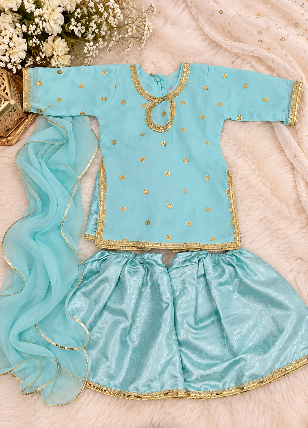 Light blue gharara (0-3 months to 4-5 years)