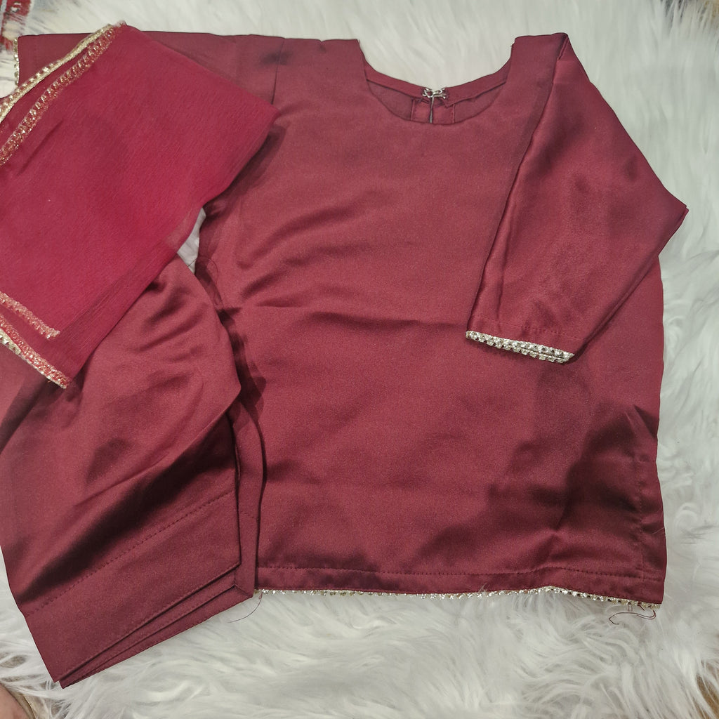 Maroon with shalwar ( 6-9 months,  9-12 months, 2-3 and 3-4 years