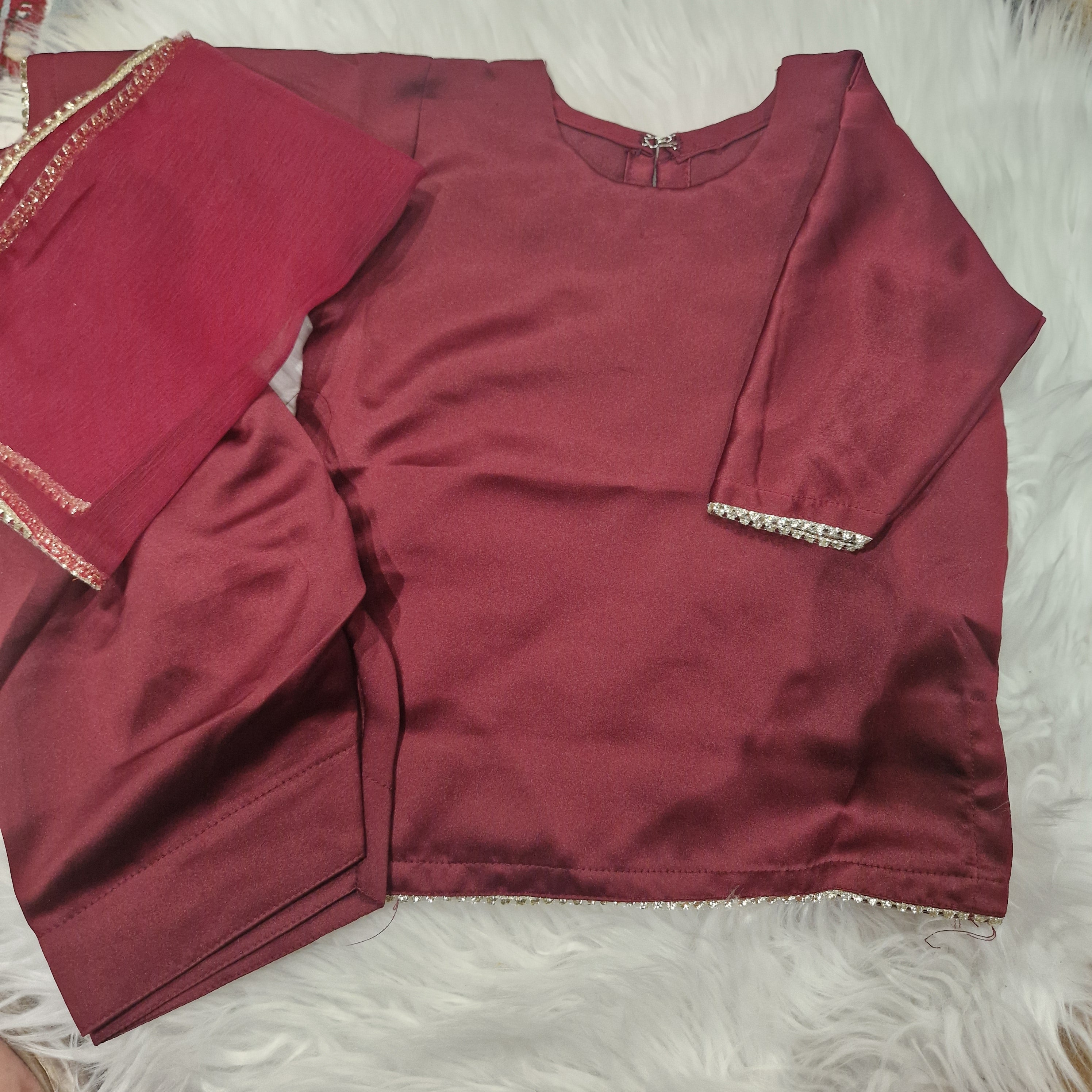 Maroon with shalwar ( 6-9 months,  9-12 months, 2-3 and 3-4 years