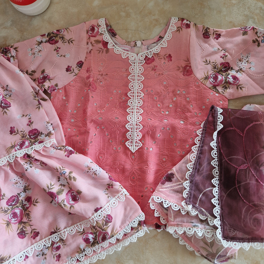 Pink Gharara 3 piece (6-9 and 2-3)
