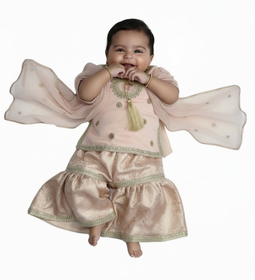 Light pink gharara (0-3 months to 4-5 years)
