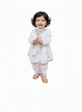 White frock with tulip (0-3 months to 3-4 years)