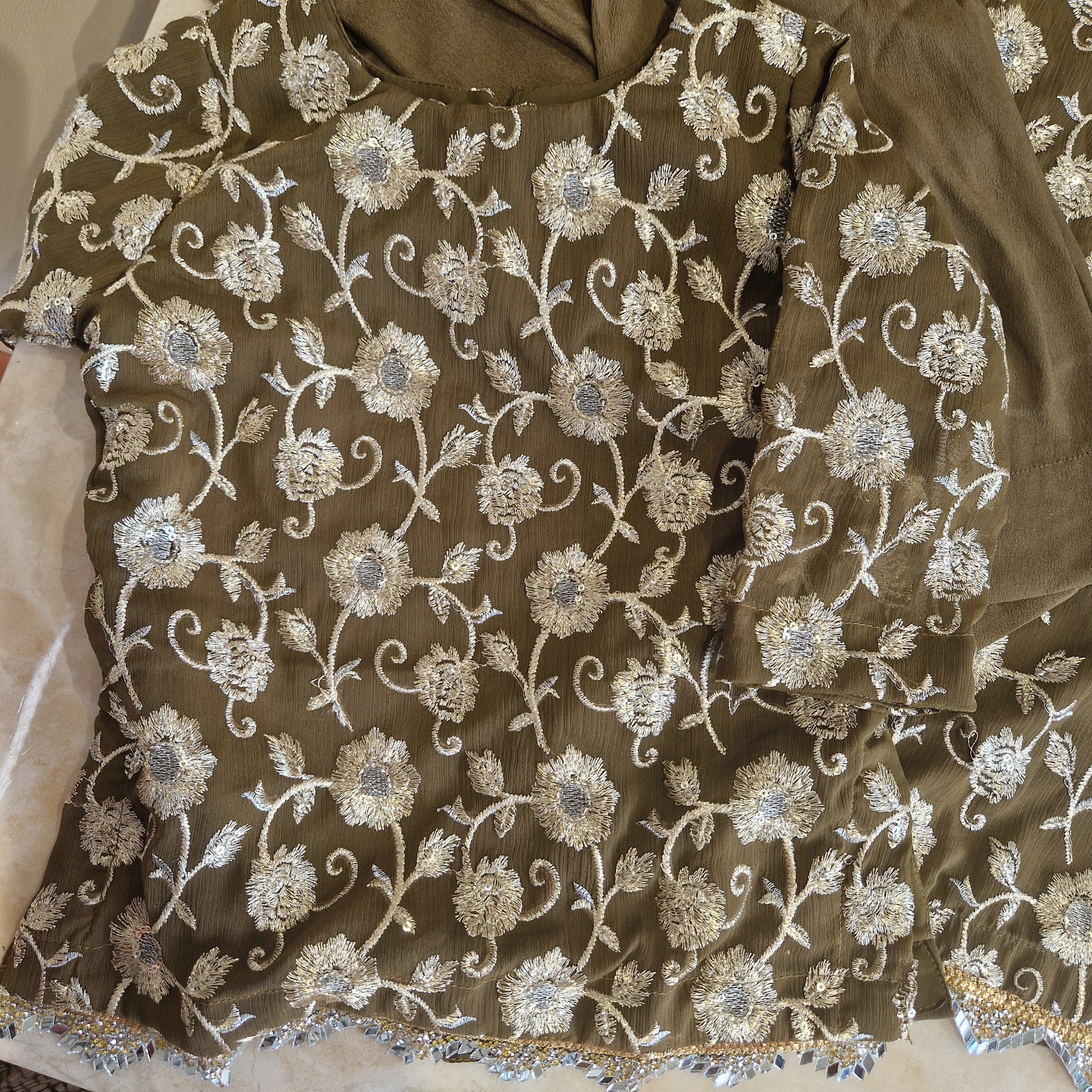 Mehndi sequinned/embroidered (9-12 months to 4-5 years and Adult XS to XL)