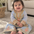 Blue/grey organza sharara (0-3 months to 3-4 years)