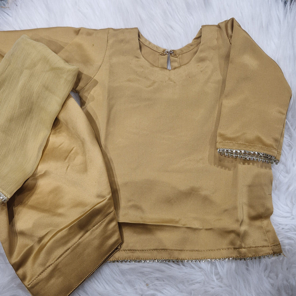 Gold with shalwar (0-3 months,  6-9, 9-12 months,  2-3 and 3-4 years)