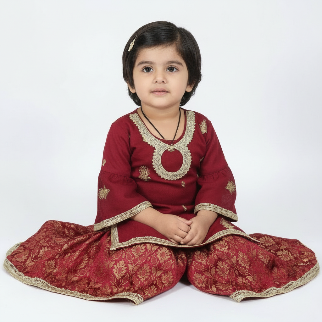 Maroon gharara (0-3 months to 4-5 years)