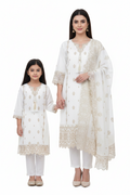 White Mother daughter cotton suit (2 years - Adult XL)