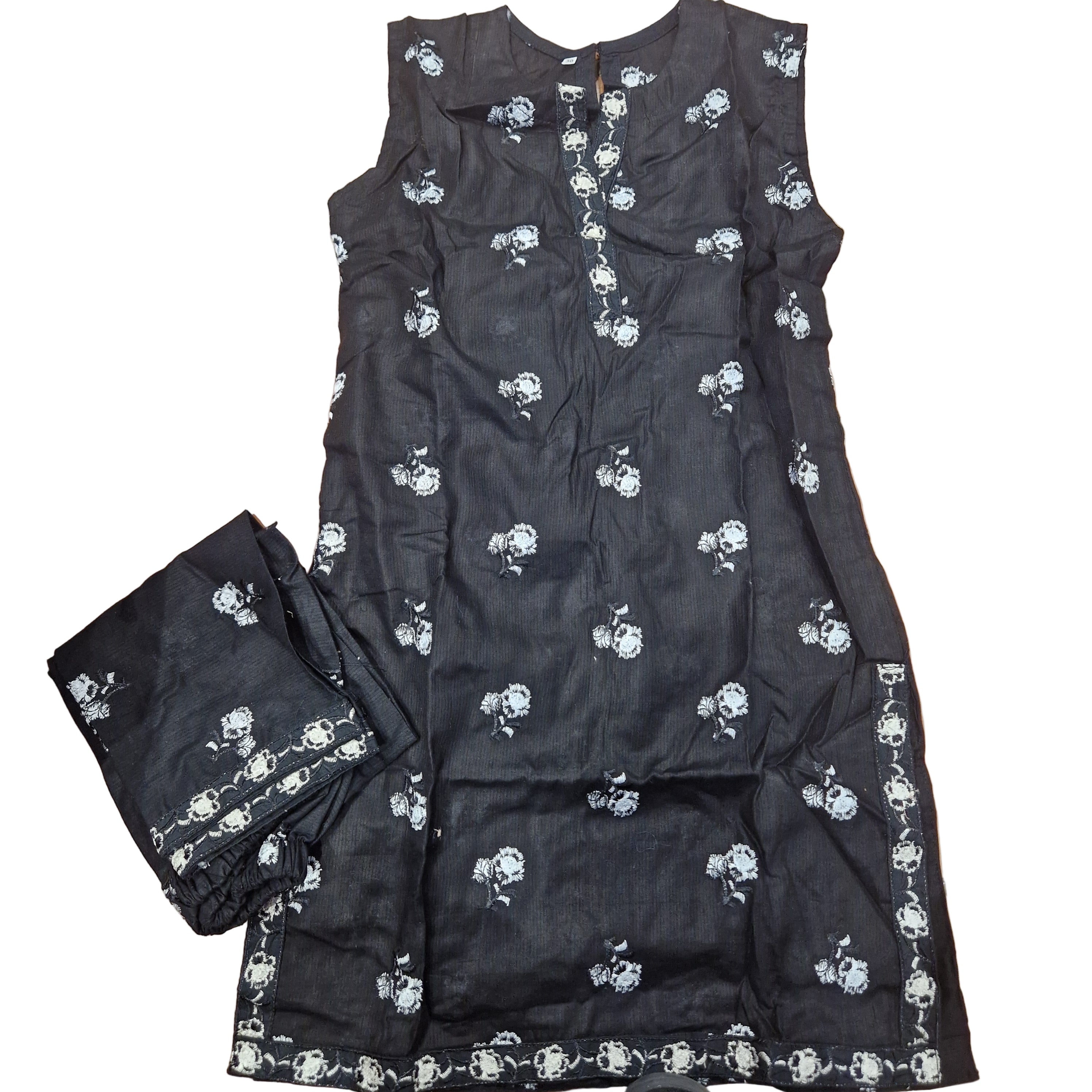8-9: 2 piece black embroidered