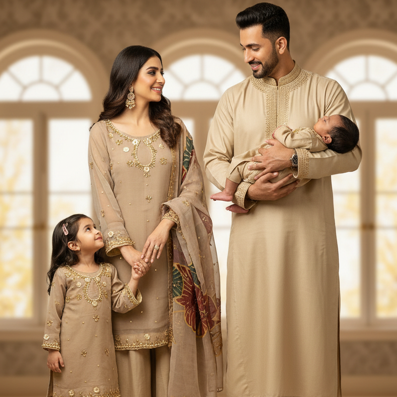 Family set mother medium,  daughter 2-3,  boy 3-6 m dad large-SOLD together