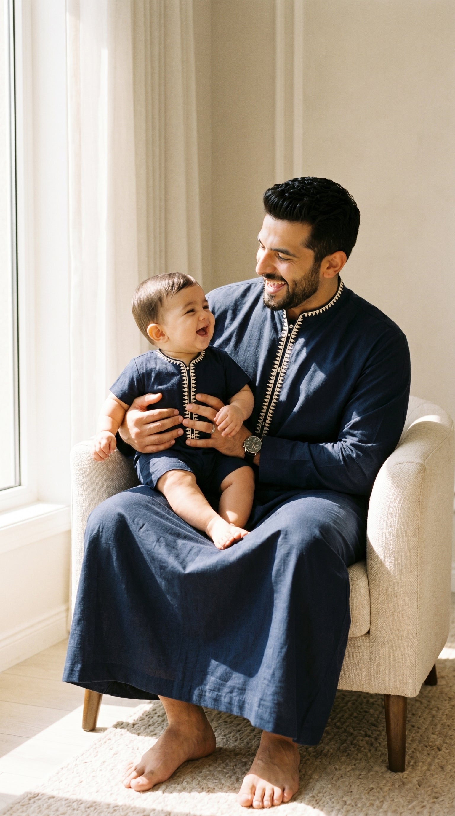 NAVY THOBE/JUBBA 💙 (0-3 months to Adult XXXL) with rompers version 3-6 and 6-9 months