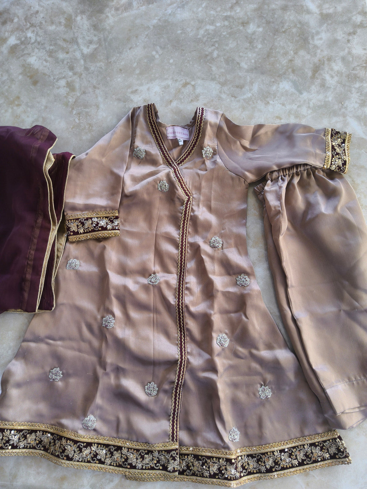 Mocha long anarkali 6-9 months and 5-6 years