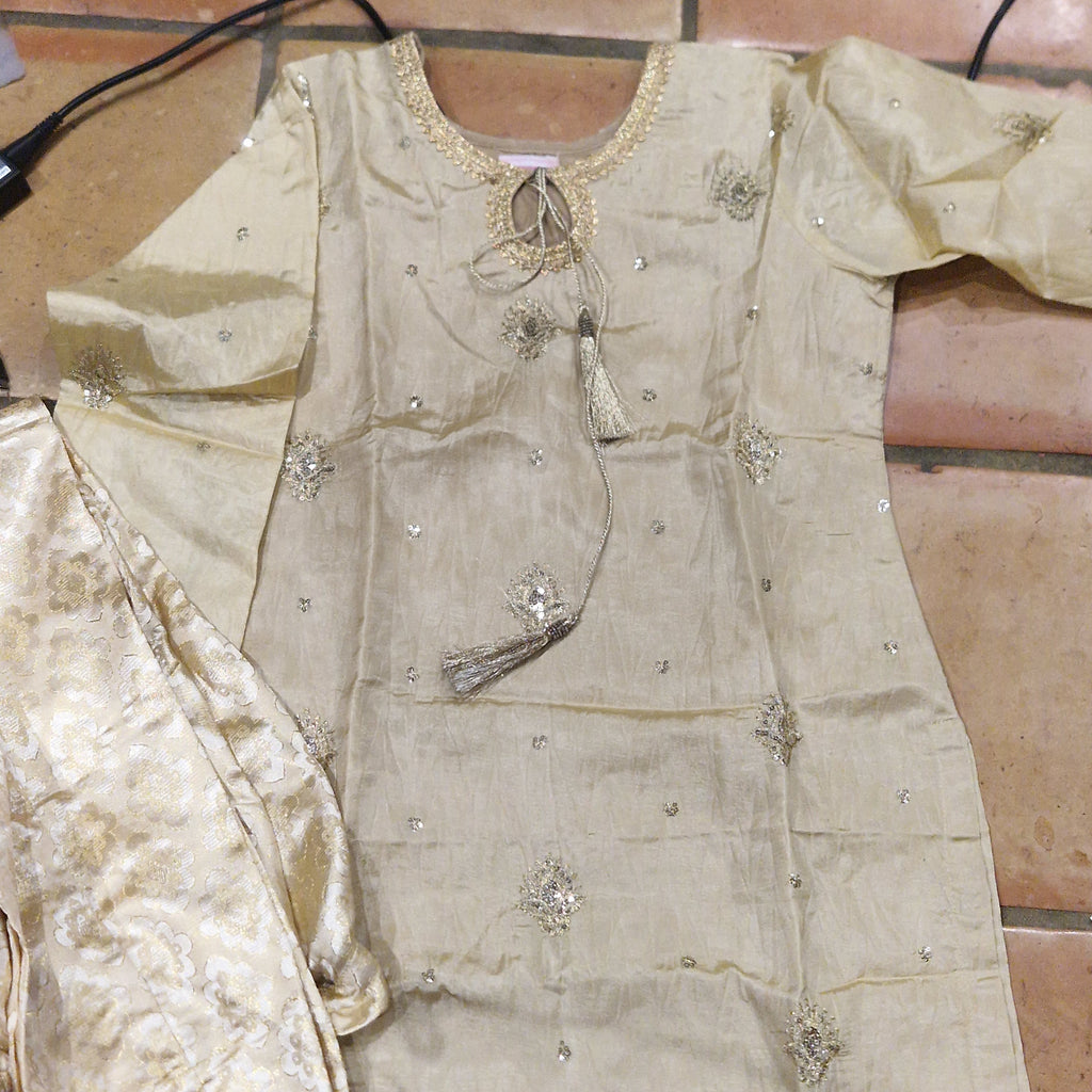 Adult medium- champagne silk 2 piece