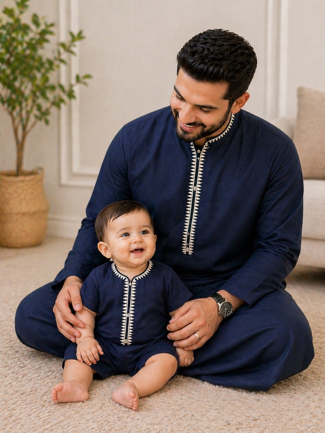 NAVY THOBE/JUBBA 💙 (0-3 months to Adult XXXL) with rompers version 3-6 and 6-9 months
