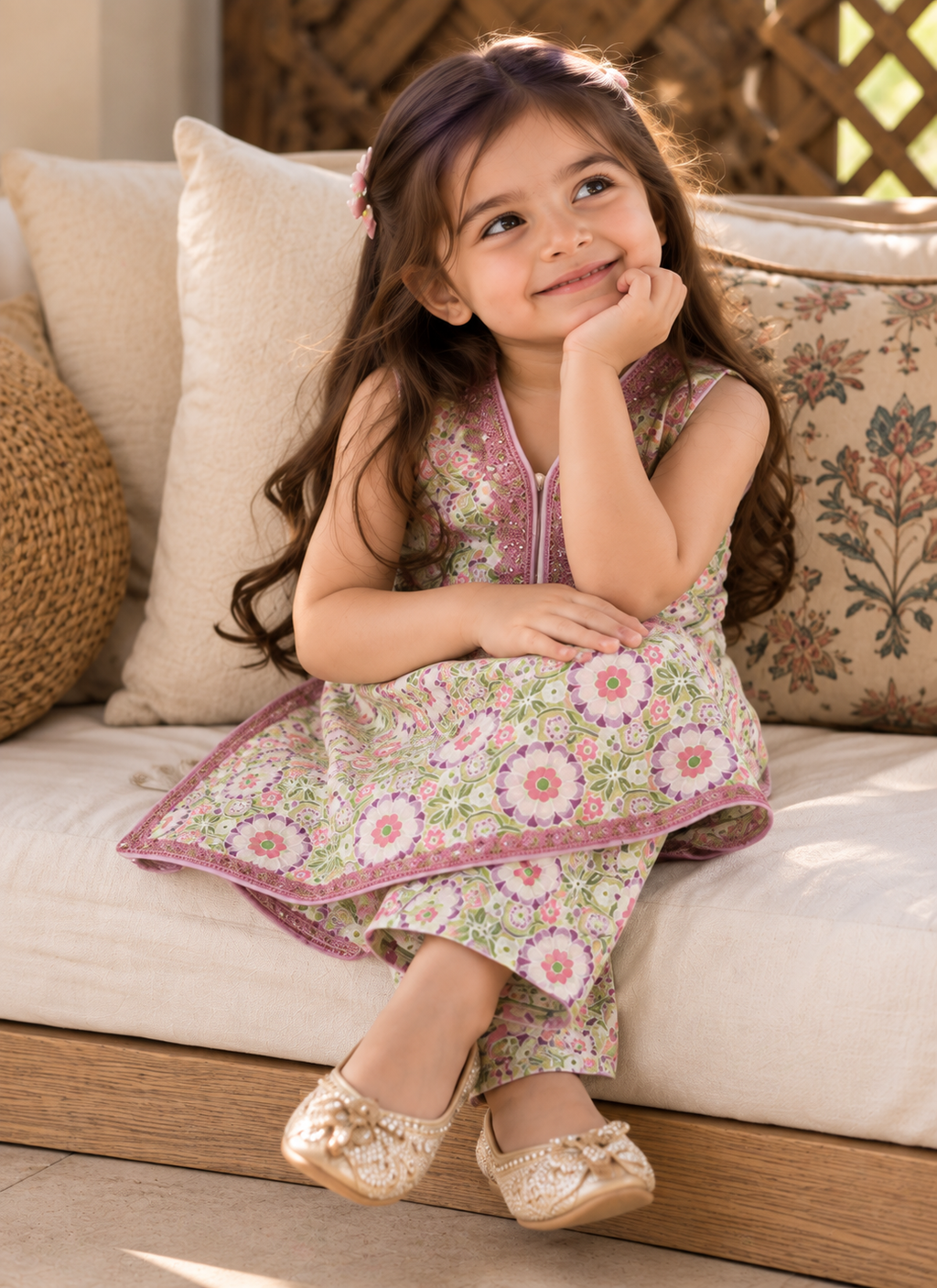 Lilac multi cotton 2 piece (3-6 months to 3-4 years)