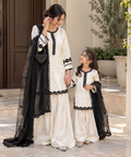 Mother Daughter- Russian silk cream and black (0-3 months to XXL)