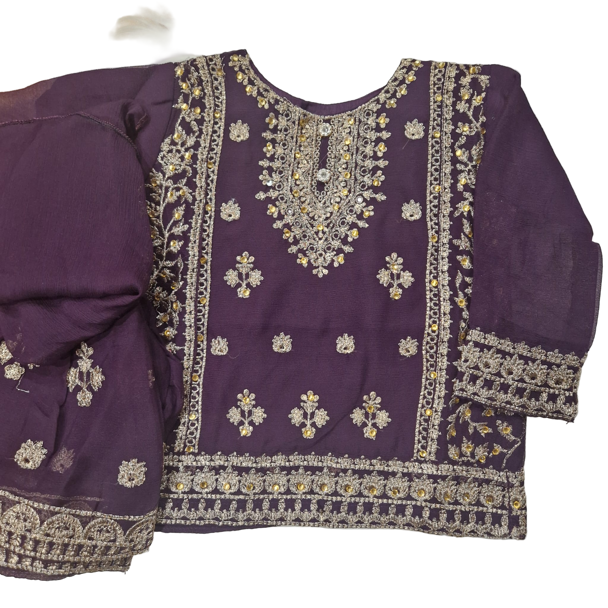 Plum embroidered gharara (3months to 4 years)