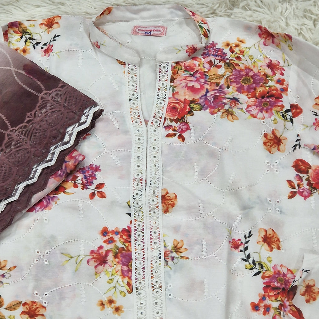 Mother daughter- Pink and burgundy floral chiken (0-XXL)