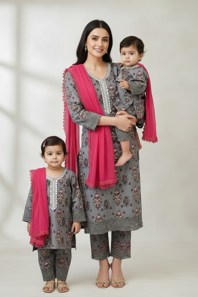 Grey/pink mother daughter co-ord (0-xxxl)