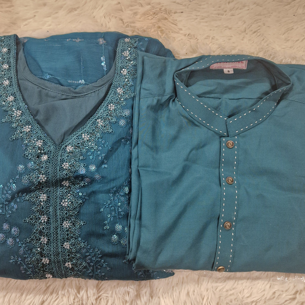 Dad teal shalwar Kameez (adult XS to XXL)