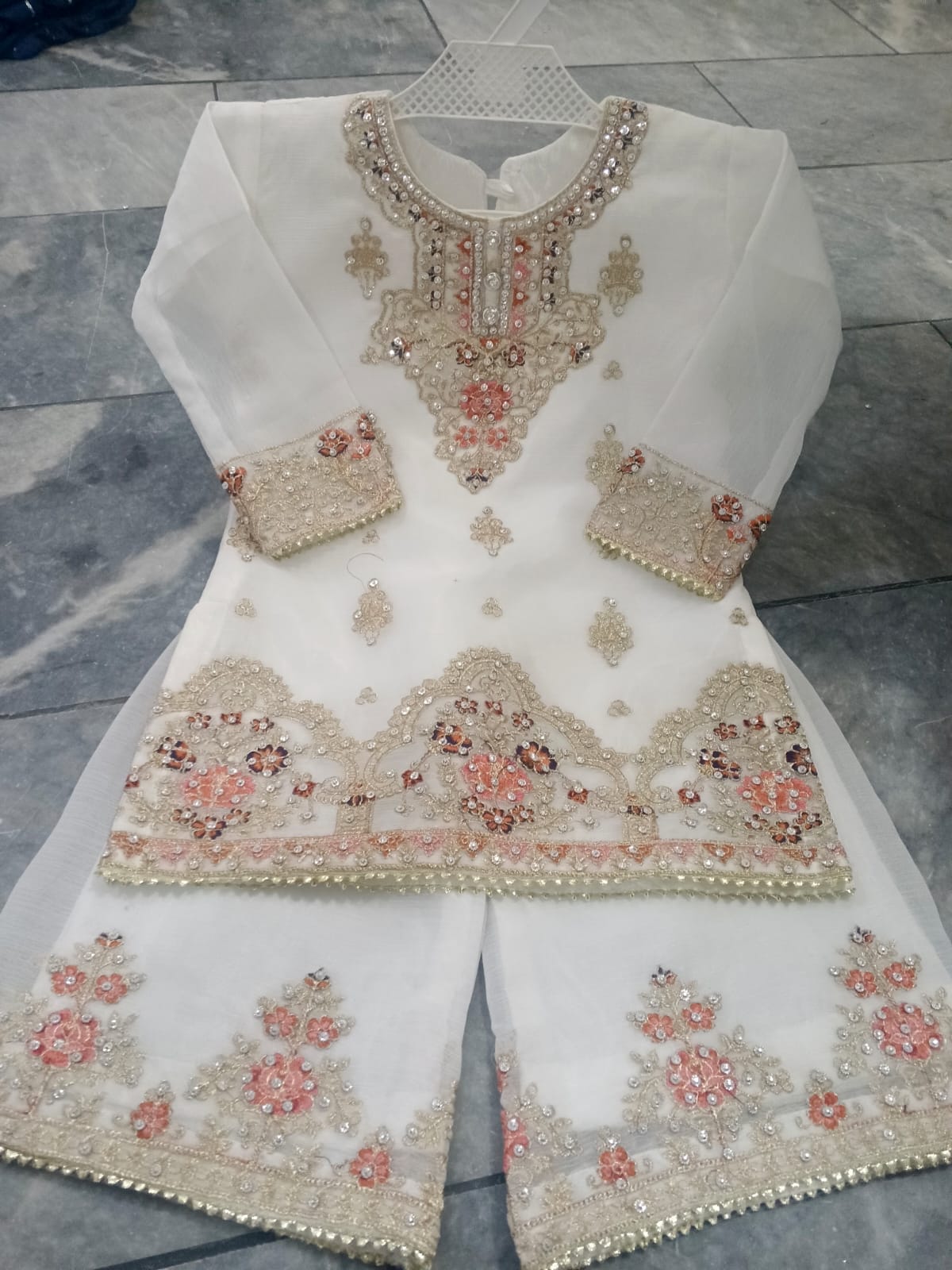 White organza sharara (0-3 months to 3-4 years)