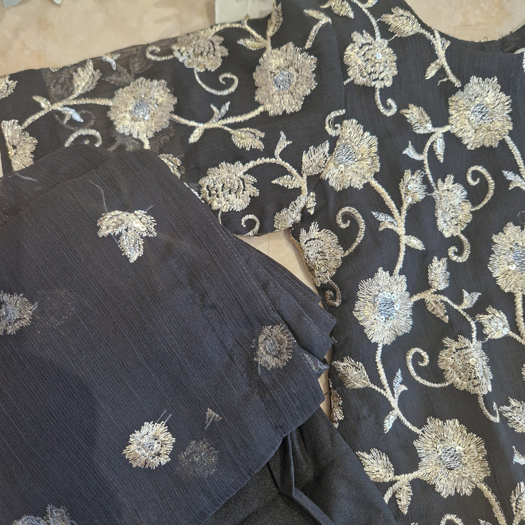 Black sequinned/embroidered (0-3 months to 4-5 years and Adult XS to XL)