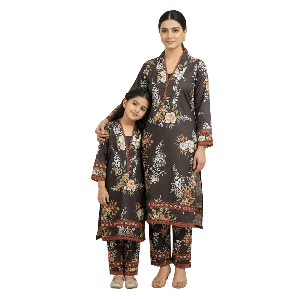Black silk mother daughter (0 months-adult XXXL)